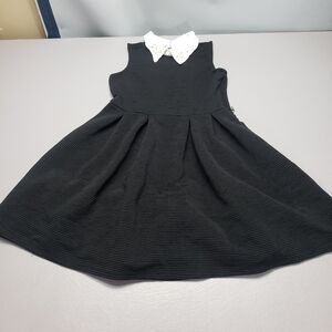 3/$15 beautees girls black dress with a cream collar and faux pearls size 14